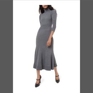 MICHAEL KORS COLLECTION Cashmere Puff-Sleeve Turtleneck Dress, Charcoal Sz L